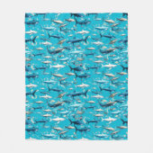 Haaien en Zee leven op Zee Blue Fleece Deken (Voorkant)