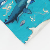 Haaien en Zee leven op Zee Blue Fleece Deken (Hoek)