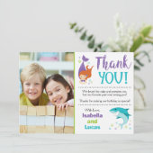 Haaien en zeemeerminnen Birthday Hartelijk dank Bedankkaart (Staand voorkant)