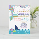 Haaien en zussen van Zeemeermin worden uitgenodigd Kaart (Staand voorkant)