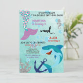 Haaien en zussen van Zeemeermin worden uitgenodigd Kaart (Staand voorkant)