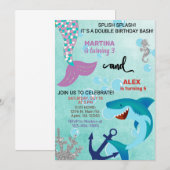 Haaien en zussen van Zeemeermin worden uitgenodigd Kaart (Voorkant / Achterkant)