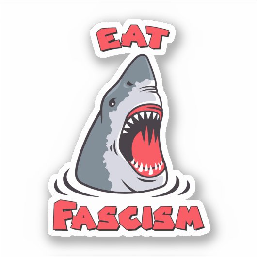 Haaien eten fascisme anti-fascistisch sticker (Voorkant)