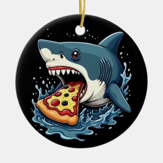 Haaien eten Pizza Grappige Pizza Lover Keramisch Ornament (Voorkant)