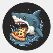 Haaien eten Pizza Grappige Pizza Lover Ronde Sticker (Voorkant)