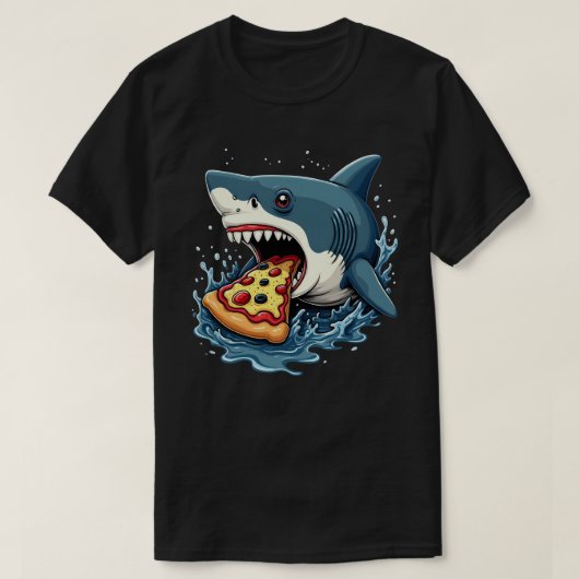 Haaien eten Pizza Grappige Pizza Lover T-shirt (Design voorkant)