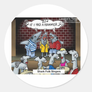 Haaien Folk Zangers Grappige Cadeaus T-shirts & Ka Ronde Sticker