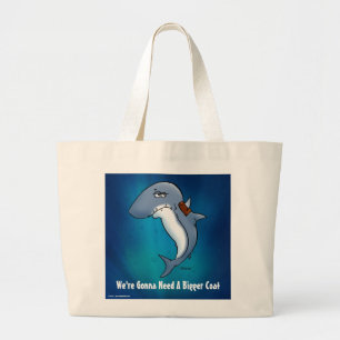 Haaien hebben een grotere munt nodig. Funny Blue t Grote Tote Bag