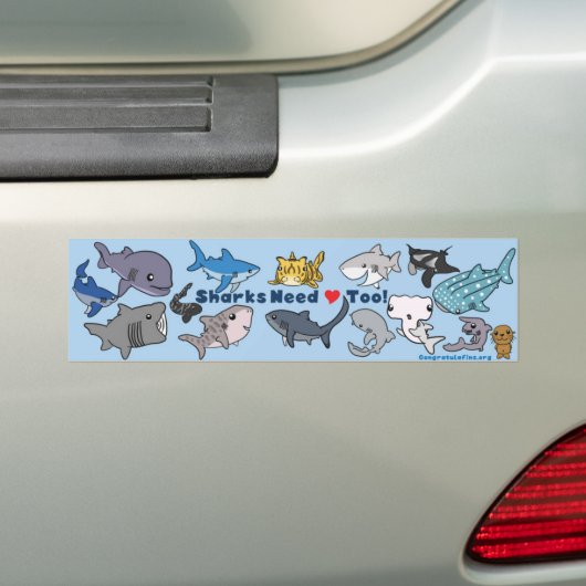 Haaien hebben ook liefde nodig bumpersticker (Op auto)