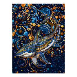 Haaien in Aboriginal Dot Art Style Perfect Poster