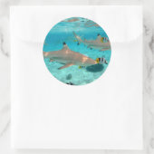 Haaien in de Bora Bora lagune rond de sticker (Tas)