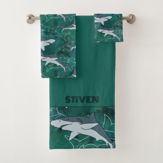 Haaien in de oceaan. bad handdoek (Insitu)