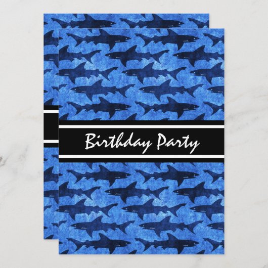 Haaien in het Deep Blue Zee Kaart (Voorkant / Achterkant)