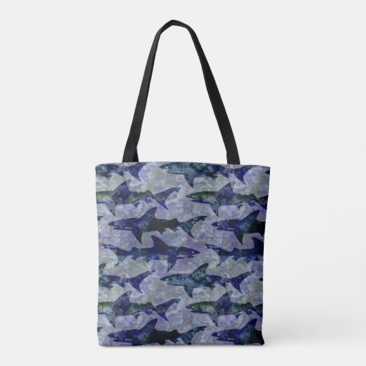 Haaien in het Deep Blue Zee Pattern Tote Bag (Achterkant)
