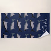 Haaien in het Ocean Monogram Strandlaken (Voorkant)