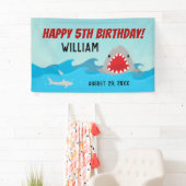 Haaien in het water | Jongens Shark verjaardagsfee Spandoek (Insitu)