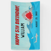 Haaien in het water | Jongens Shark verjaardagsfee Spandoek (Verticaal)