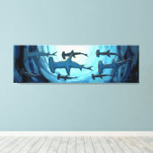 Haaien in Silhouette met Sun Ball Canvas Afdruk (Insitu (Houten vloer))