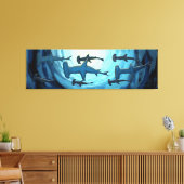 Haaien in Silhouette met Sun Ball Canvas Afdruk (Insitu (Woonkamer))