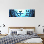 Haaien in Silhouette met Sun Ball Canvas Afdruk (Insitu (Slaapkamer))