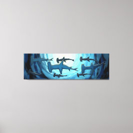 Haaien in Silhouette met Sun Ball Canvas Afdruk