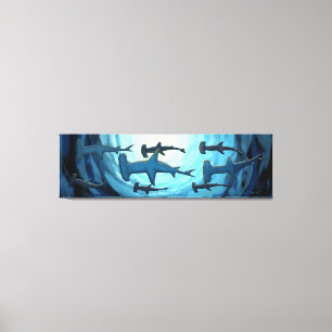 Haaien in Silhouette met Sun Ball Canvas Afdruk