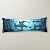 Haaien in Silhouette met Sun Ball Print Lichaamskussen (Achterkant)