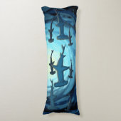 Haaien in Silhouette met Sun Ball Print Lichaamskussen (Voorkant Verticaal)