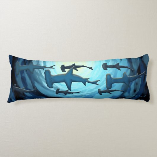 Haaien in Silhouette met Sun Ball Print Lichaamskussen (Voorkant)