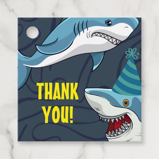 Haaien in vermomming Verjaardag kind Bedankjes Labels (Voorkant)
