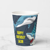 Haaien in vermomming Verjaardag kind Papieren Bekers (Achterkant)