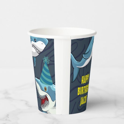 Haaien in vermomming Verjaardag kind Papieren Bekers (Rechts)