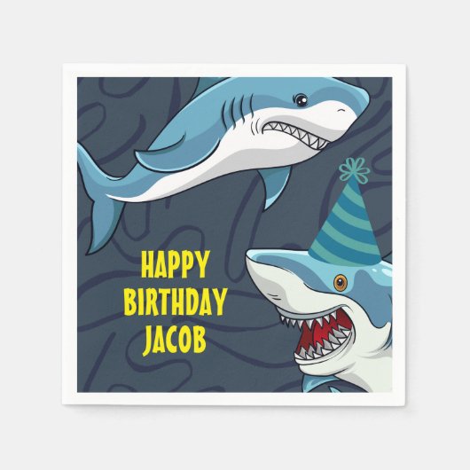 Haaien in vermomming Verjaardag kind Servet (Voorkant)