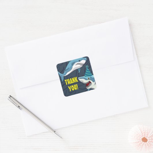 Haaien in vermomming Verjaardag kind Vierkante Sticker (Envelop)