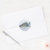 Haaien in water ronde sticker (Envelop)