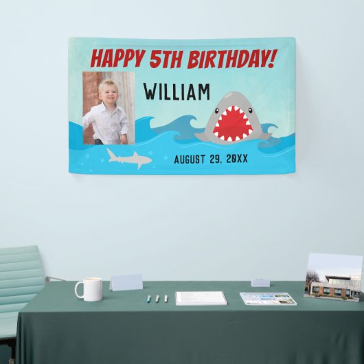 Haaien in waterboeien Fotohaai Birthday Party Spandoek (Beurs)