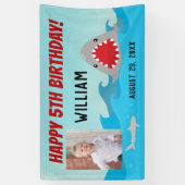 Haaien in waterboeien Fotohaai Birthday Party Spandoek (Verticaal)