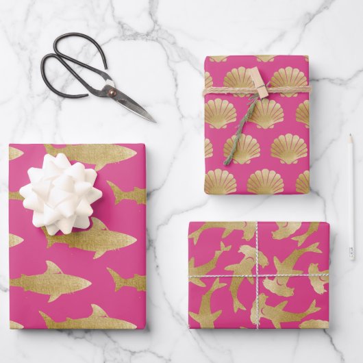 Haaien Inpakpapier Plat Vel Set van 3 (Voorkant)