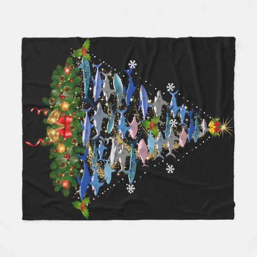 Haaien kerstboom Haaien Haaien Haaien Vruchten Man Fleece Deken (Voorkant (Horizontaal))