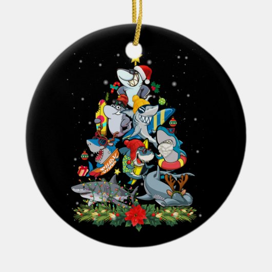 Haaien kerstboomschildpadden keramisch ornament (Voorkant)