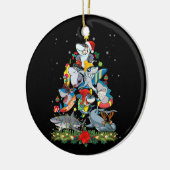 Haaien kerstboomschildpadden keramisch ornament (Links)