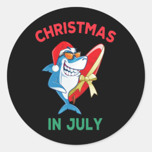 Haaien Kerstmis In Juli Zomer Vakantie Strand Mann Ronde Sticker