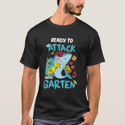 Haaien Kind aanvallen Kindergarten terug naar scho T-shirt (Voorkant)