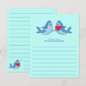 Haaien Kind Cute Kawaii Flat Briefpapier Kaarten (Voorkant / Achterkant)