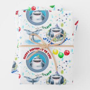Haaien Kinderen Verjaardag Inpakpapier Vel