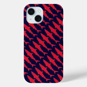 Haaien koel rood en blauw patroon iPhone 15 case