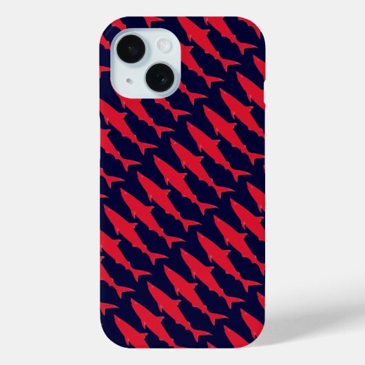 Haaien koel rood en blauw patroon Case-Mate iPhone case (Achterkant)