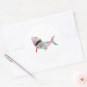 Haaien Kunst Ronde Sticker (Envelop)