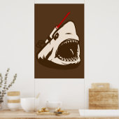 Haaien met een wrijvingslaserstraal poster (Keuken)