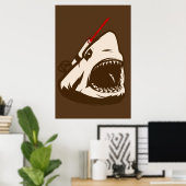 Haaien met een wrijvingslaserstraal poster (Thuiskantoor)